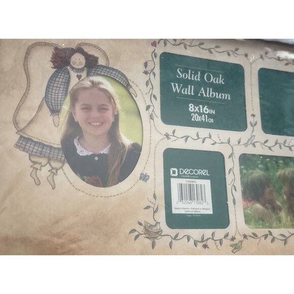 Oak Photo Frame Country Angels Decor 8x16 For 6 Pictures Vintage New Sealed - Picture 2 of 5